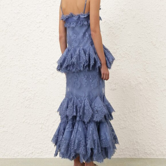 𝒁𝑰𝑴𝑴𝑬𝑹𝑴𝑨𝑵𝑵 Eden blue suspender long dress - Picture 4 of 9